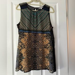 CAbi Mixed Print Sheer Tank
